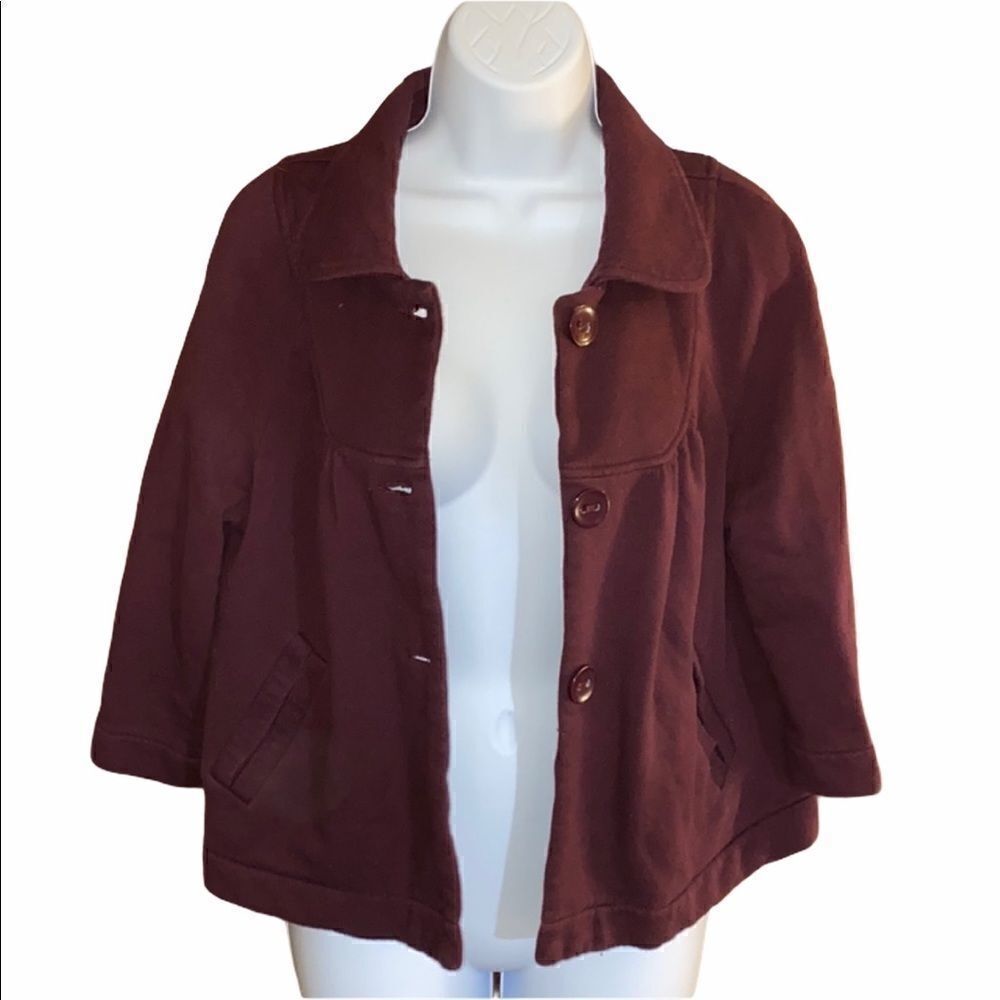 Apt. 9 Jersey Top/Jacket Maroon Size L